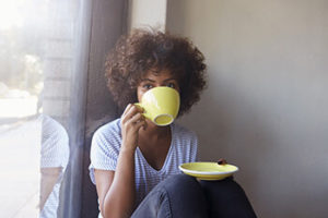 Young woman relaxing after LASIK