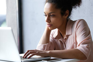 Woman researching LASIK