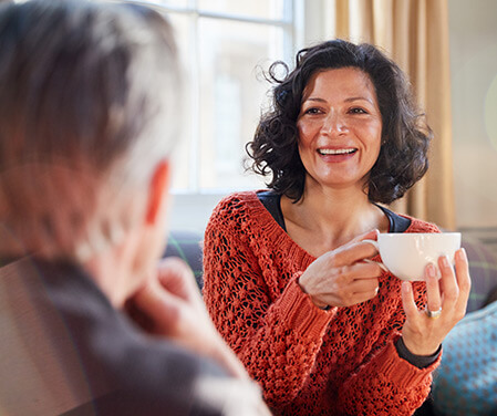 Woman with dry eyes Drinking Coffee 