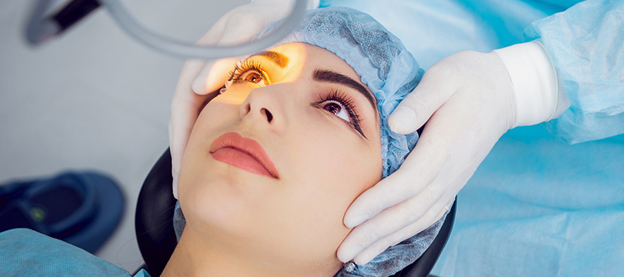 Woman being prepped for LASEK Eye Surgery
