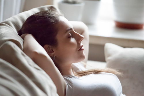 Young woman relaxing after LASIK