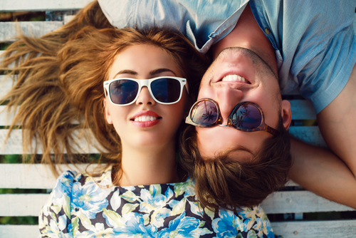 Couple wearing sunglasses for eye health