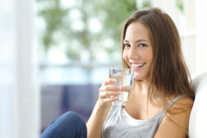 woman drinking water