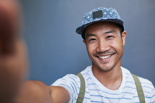 man taking selfie