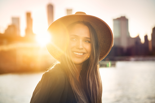 Young woman smiling after LASIK