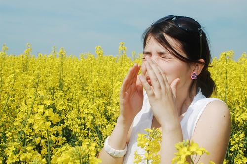 Woman with allergies suffering from Dry Eyes